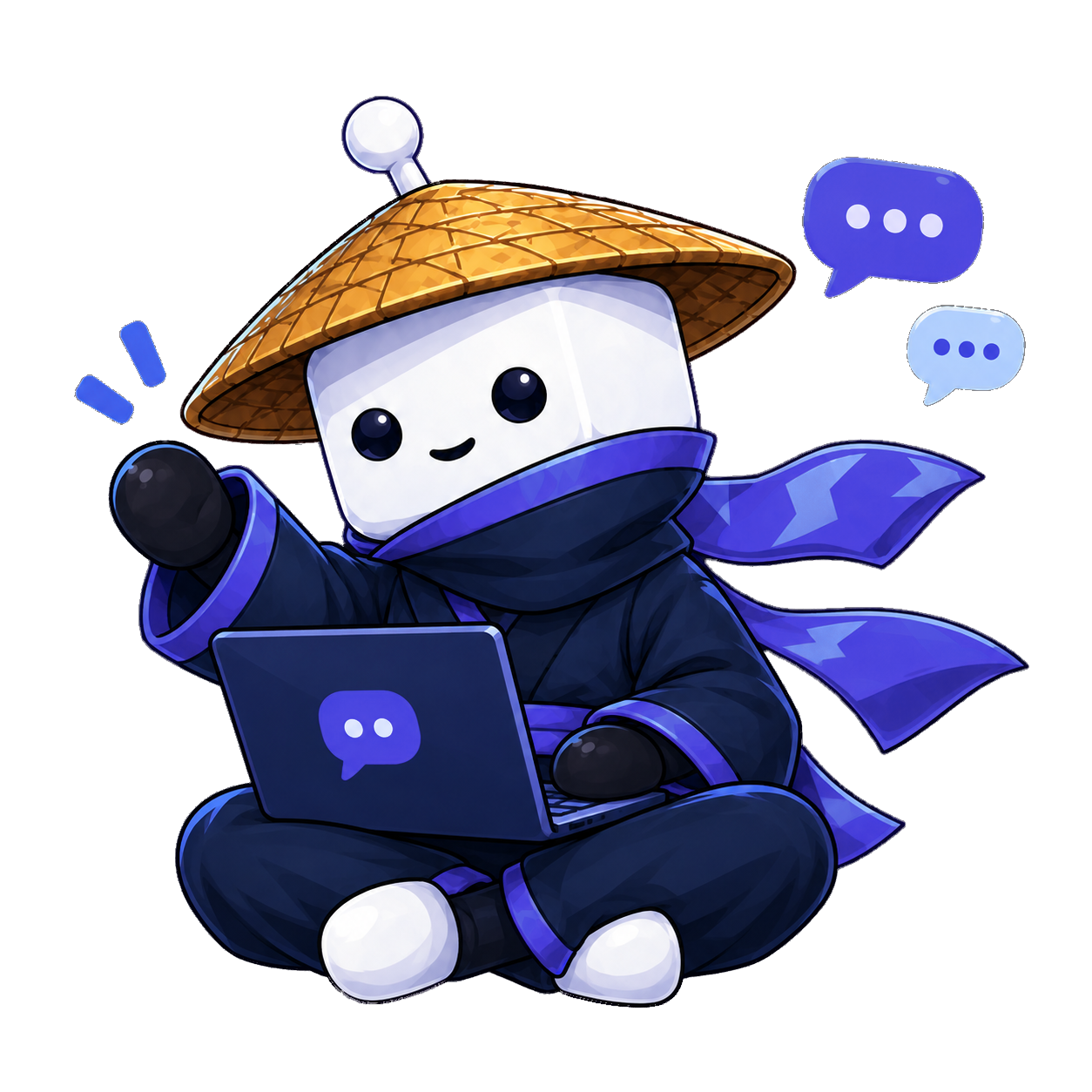 Boostly support mascot with a laptop
